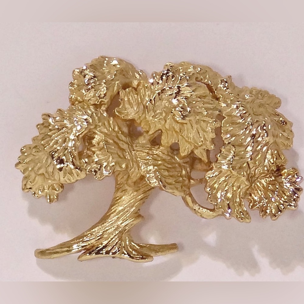 Tree Pin Brooch by Napier, Gold Tone Mid Century